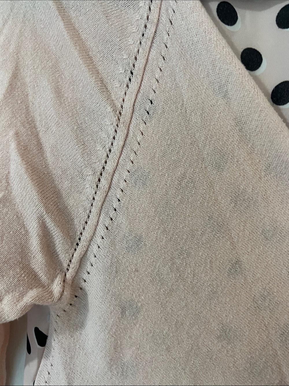 Elle Blush Pink Open-Front Cardigan with Black Trim - Picture 9 of 15